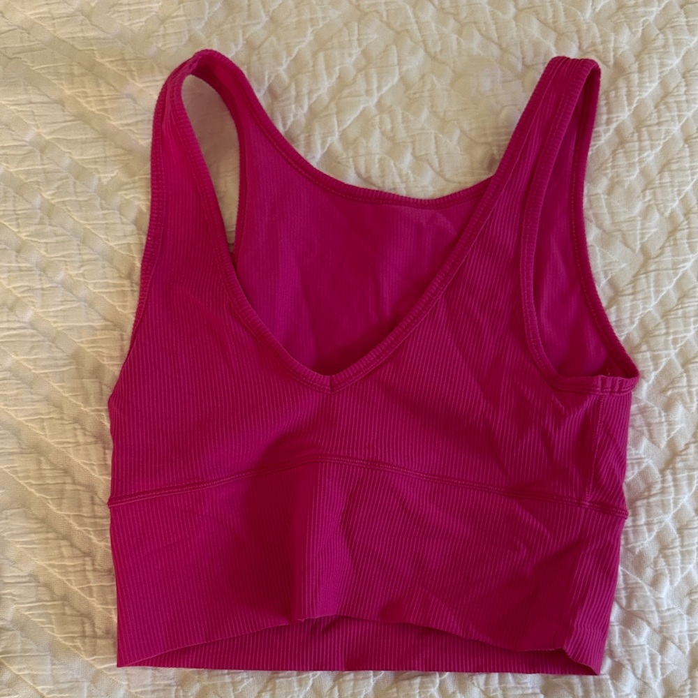 Lululemon: Ribbed V-Neck Crop Bralette in Fuchsia pink. Medium